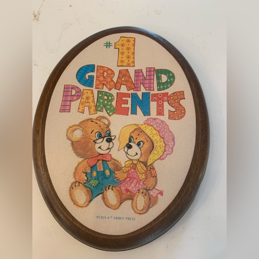 # 1 Grandparents Vintage 1980’s Abby Press Oval Wall Plaque 6” x 4”.
